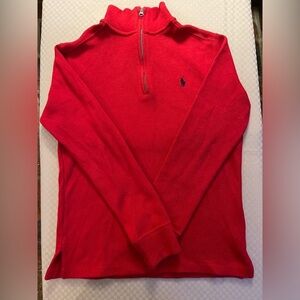 Polo Ralph Lauren red 1/4 zip long sleeve mock neck cotton blend pullover Size M